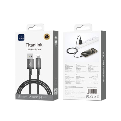 Wiwu Wi-C055 Titanlink Serisi USB-A to Lightning Hızlı Şarj Özellikli Data ve Şarj Kablosu 1M