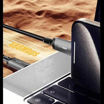 Wiwu Wi-C057 Titanlink Serisi Type-C to Type-C Hızlı Şarj Özellikli PD Data ve Şarj Kablosu 60W 1M