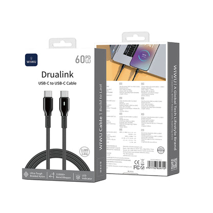 Wiwu Wi-C075 Drualink Serisi Type-C to Type-C PD Hızlı Şarj Kablosu 60W 1M