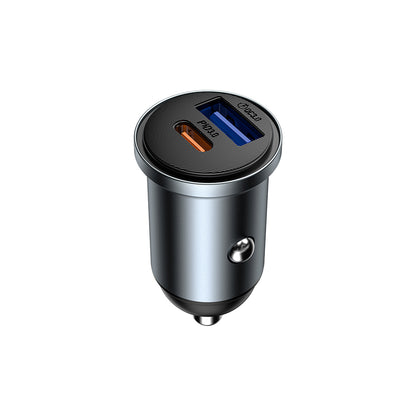 Wiwu Wi-CC030 Nano Lite Serisi Type-C + USB-A Hızlı Şarj Özellikli Akım Korumalı Araç Şarj Aleti PD ve QC3.0 35W