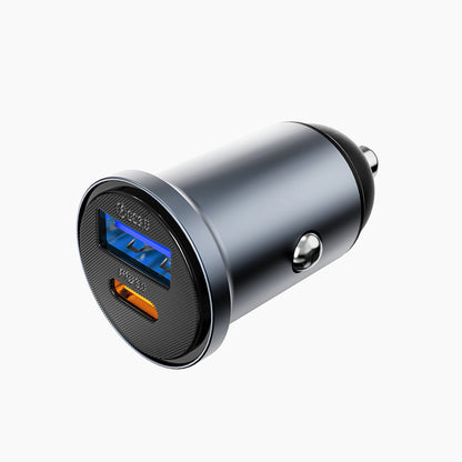 Wiwu Wi-CC030 Nano Lite Serisi Type-C + USB-A Hızlı Şarj Özellikli Akım Korumalı Araç Şarj Aleti PD ve QC3.0 35W