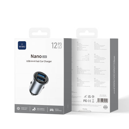 Wiwu Wi-CC031 Nano Lite Serisi Dual USB-A Hızlı Şarj Özellikli Araç Şarj Aleti PD 12W
