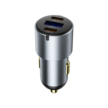 Wiwu Wi-CC032 Nano Pro Serisi Dual Type-C + USB-A Hızlı Şarj Özellikli Akım Korumalı Araç Şarj Aleti PD VE QC3.0 60W