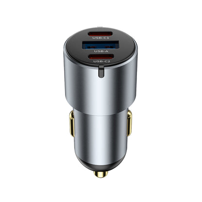 Wiwu Wi-CC032 Nano Pro Serisi Dual Type-C + USB-A Hızlı Şarj Özellikli Akım Korumalı Araç Şarj Aleti PD VE QC3.0 60W