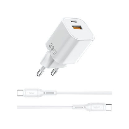 Wiwu Wi-G018 Cube Serisi Type-C to Type-C GaN Tech PD Hızlı Şarj Özellikli Kablolu Şarj Seti 33W
