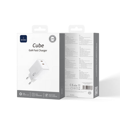 Wiwu Wi-G025 Cube Serisi Dual Type-C PD GaN Teknolojili Hızlı Şarj Başlığı 47W