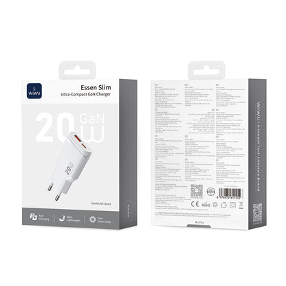 Wiwu Wi-G032 Essen Slim Serisi GaN Tech PD Hızlı Şarj Özellikli Şarj Başlığı 20W