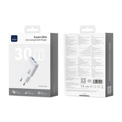 Wiwu Wi-G033 Essen Slim Serisi GaN Tech PD Hızlı Şarj Özellikli Şarj Başlığı 30W