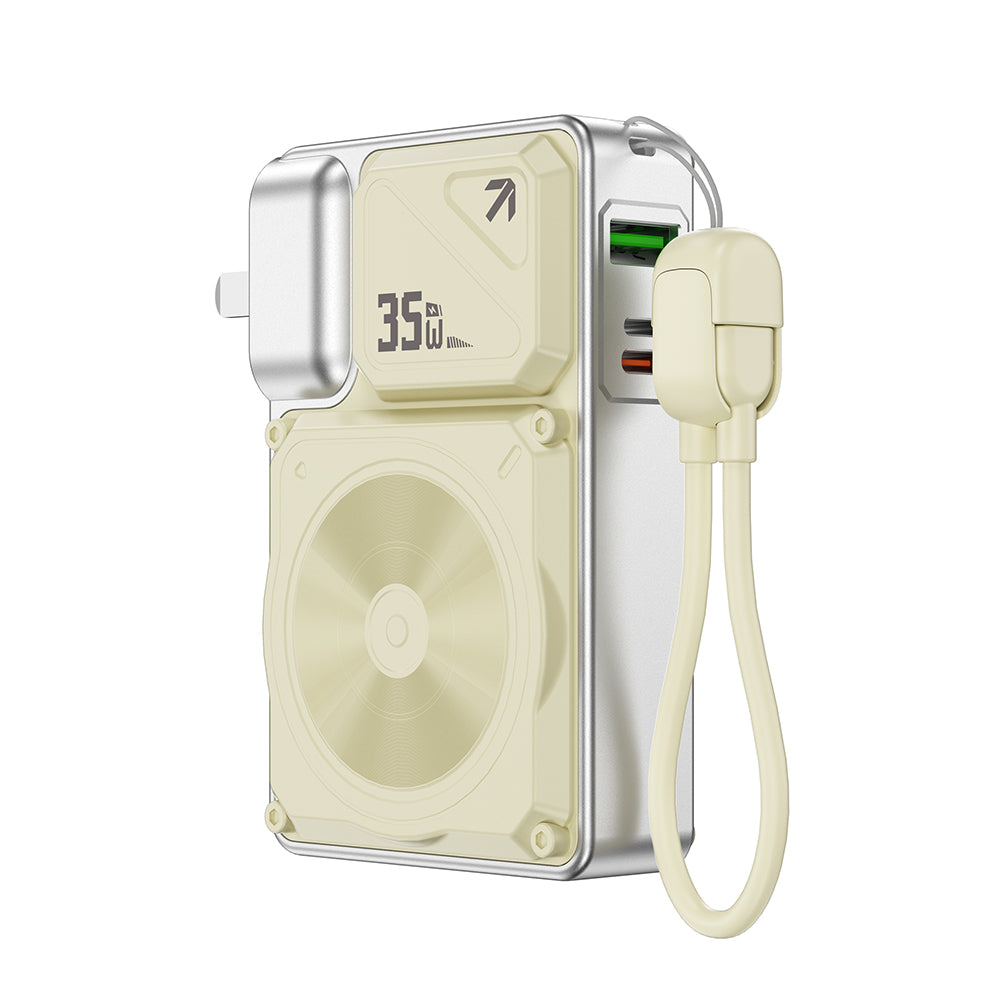 Wiwu Wi-P057 Knight Serisi Taşınabilir Wireless Type-C ve Lightning Kablolu Standlı PD Powerbank 35W 10000mAh