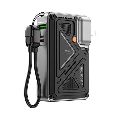 Wiwu Wi-P057 Knight Serisi Taşınabilir Wireless Type-C ve Lightning Kablolu Standlı PD Powerbank 35W 10000mAh