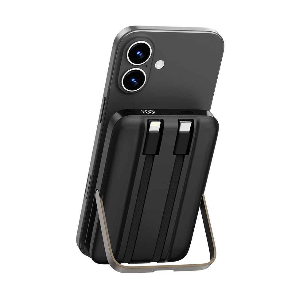 Wiwu Wi-P077 Pionner Serisi Taşınabilir Wireless Şarj ve PD 20W Hızlı Şarj Özellikli Standlı Powerbank 15W 10000mAh