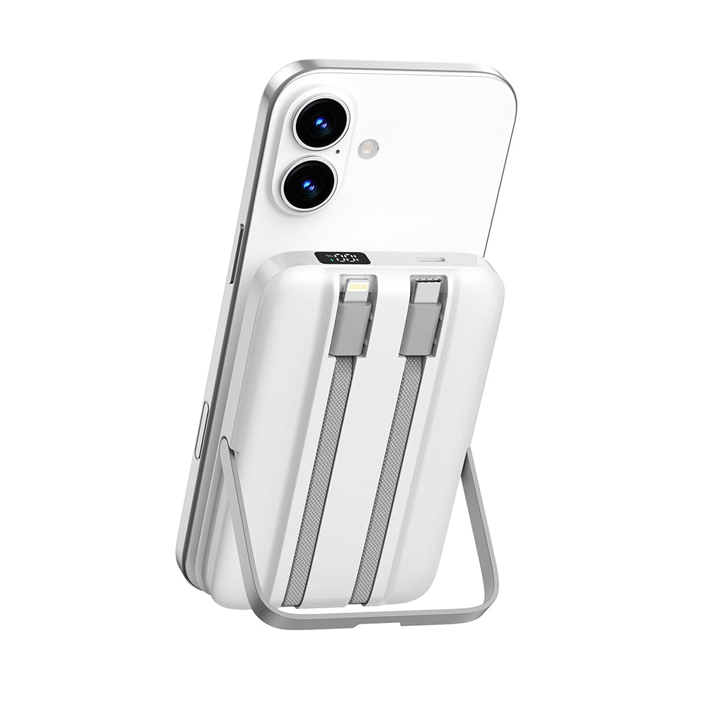 Wiwu Wi-P077 Pionner Serisi Taşınabilir Wireless Şarj ve PD 20W Hızlı Şarj Özellikli Standlı Powerbank 15W 10000mAh