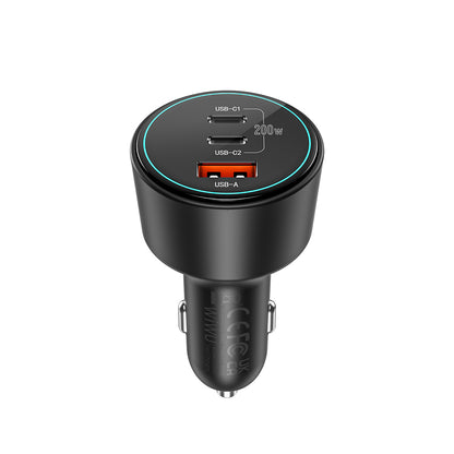 Wiwu Wi-QC026 Starship Serisi Hızlı Şarj Özellikli Dual Type-C + USB-A Portlu Araç Şarj Aleti 200W