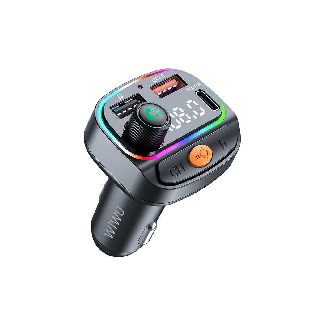 Wiwu Wi-QC031 RGB Bluetooth Transmitter MP3 Type-C ve USB-A Araç Şarjı