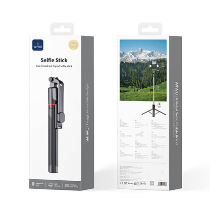 Wiwu Wi-SE015 Canlı Yayın Dolgu Işıklı Teleskopik Tripod ve Selfie Çubuğu
