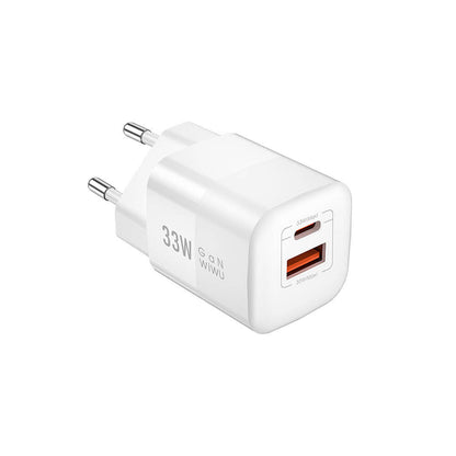 Wiwu Wi-U008 GaN Tech PD Hızlı Şarj Özellikli QC 3.0 Seyahat Şarj Başlığı 33W