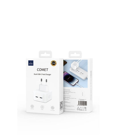 Wiwu Wi-U010 Comet Serisi Dual Type-C Hızlı Şarj Özellikli Seyahat Şarj Başlığı 35W