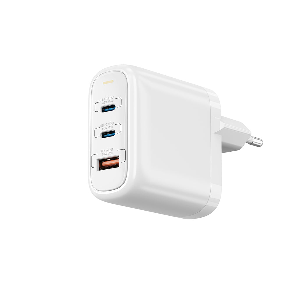 Wiwu Wi-U024 EU Serisi Dual Type-C PD & USB-A GaN Teknolojili Hızlı Şarj Başlığı 65W