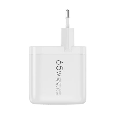 Wiwu Wi-U024 EU Serisi Dual Type-C PD & USB-A GaN Teknolojili Hızlı Şarj Başlığı 65W