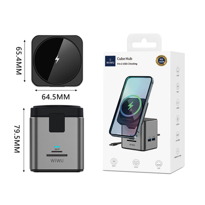 Wiwu Wi-W025 9in1 M-safe Şarj Özellikli Type-C Hub PD 100W USB 3.0 SD/TF HDMI RJ45
