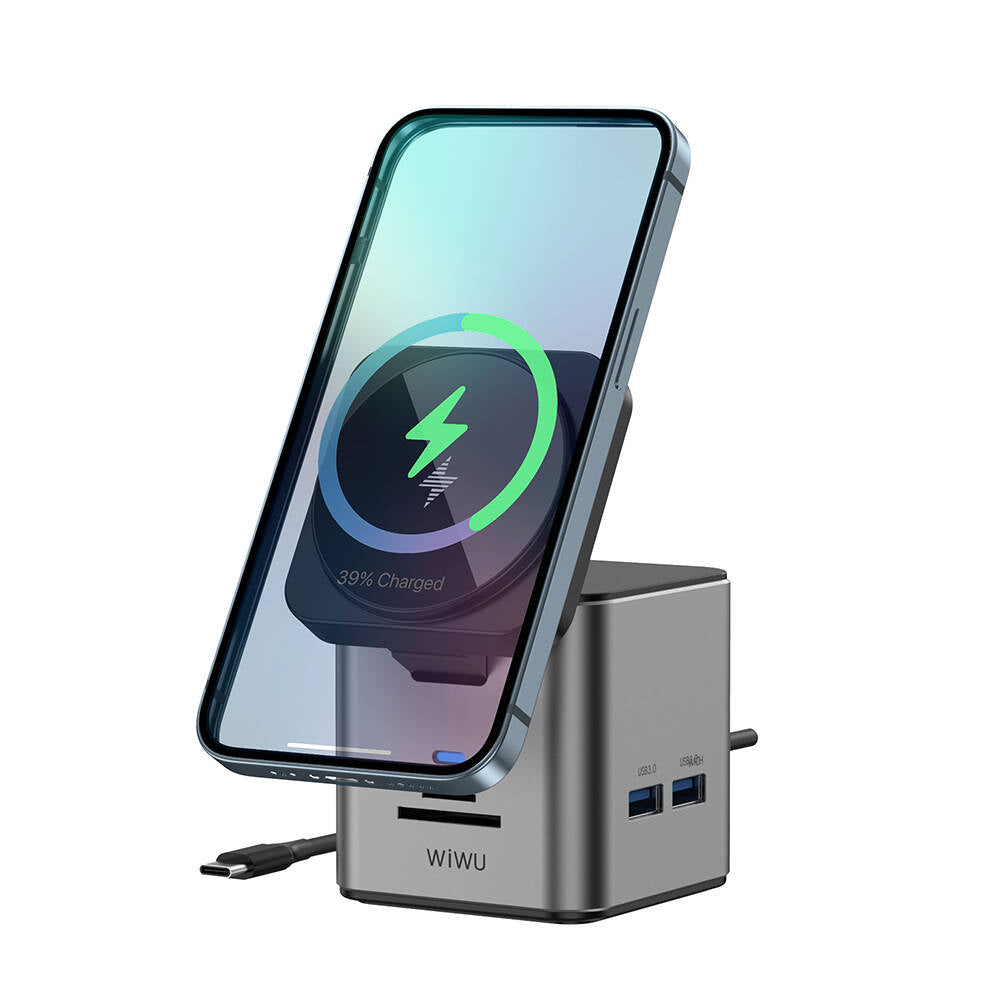 Wiwu Wi-W025 9in1 M-safe Şarj Özellikli Type-C Hub PD 100W USB 3.0 SD/TF HDMI RJ45