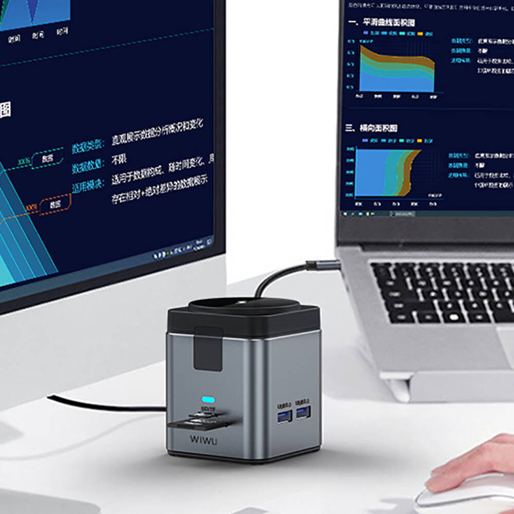 Wiwu Wi-W025 9in1 M-safe Şarj Özellikli Type-C Hub PD 100W USB 3.0 SD/TF HDMI RJ45