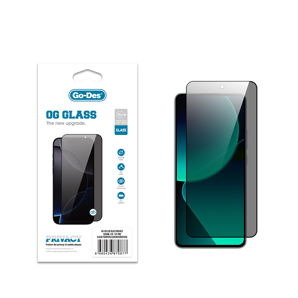 Xiaomi Mi 13T Pro Go Des OG Glass Privacy Antistatik Temperli Cam Ekran Koruyucu