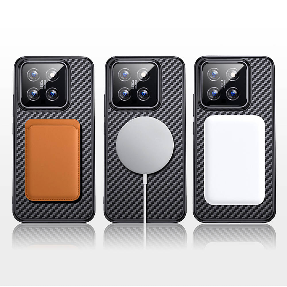 Xiaomi Mi 14 Pro Kılıf Aramid Karbon Fiber M-safe Özellikli Wlons Radison Kılıf