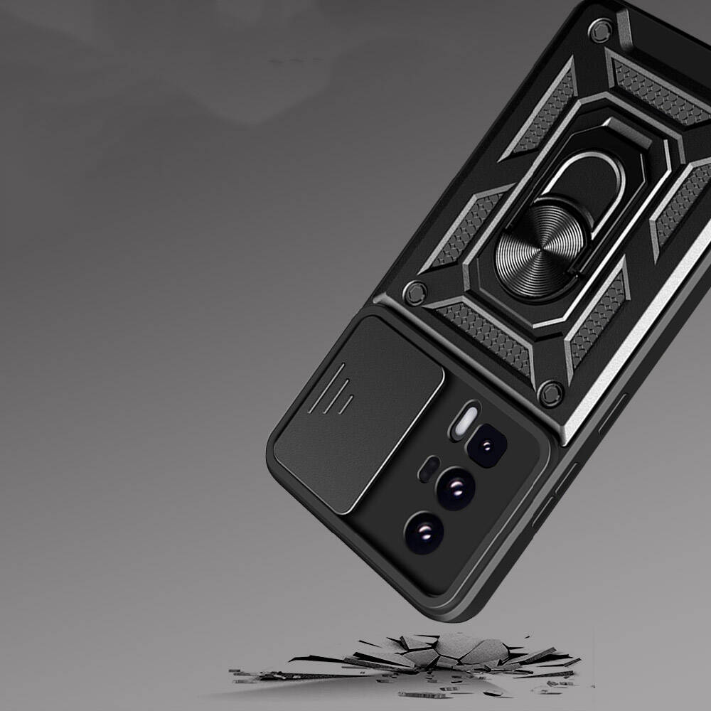 Xiaomi Poco F5 Pro Kılıf Magnetik Standlı Kamera Korumalı Zore Sürgülü Vega Kılıf