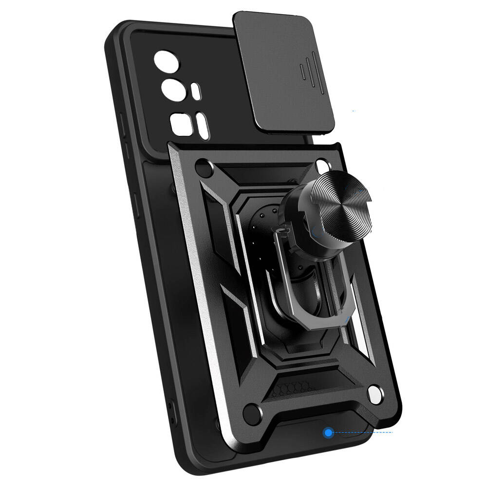 Xiaomi Poco F5 Pro Kılıf Magnetik Standlı Kamera Korumalı Zore Sürgülü Vega Kılıf