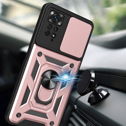 Xiaomi Redmi Note 11 Pro 4G Kılıf Magnetik Standlı Kamera Korumalı Zore Sürgülü Vega Kılıf