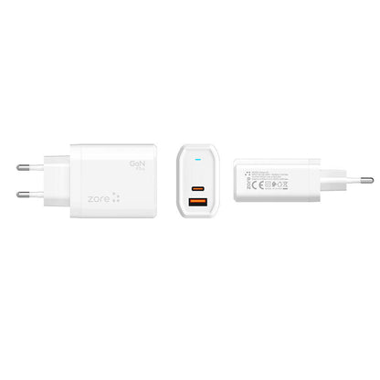 Zore Always-02 GaN Tech Type-C PD4.0 USB-A QC3.0 Hızlı Şarj Özellikli Seyahat Şarj Başlığı 45W