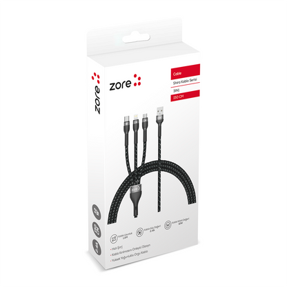 Zore Shira Serisi 3in1 USB Kablo 150cm